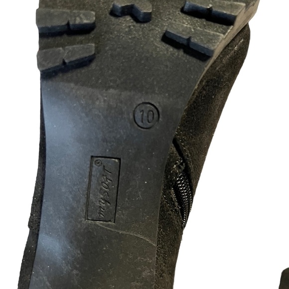 Platform Chunky 4” Block Heel Booties Lug Sole Ankle Side Zip Black Size 10 NWT - Picture 12 of 12